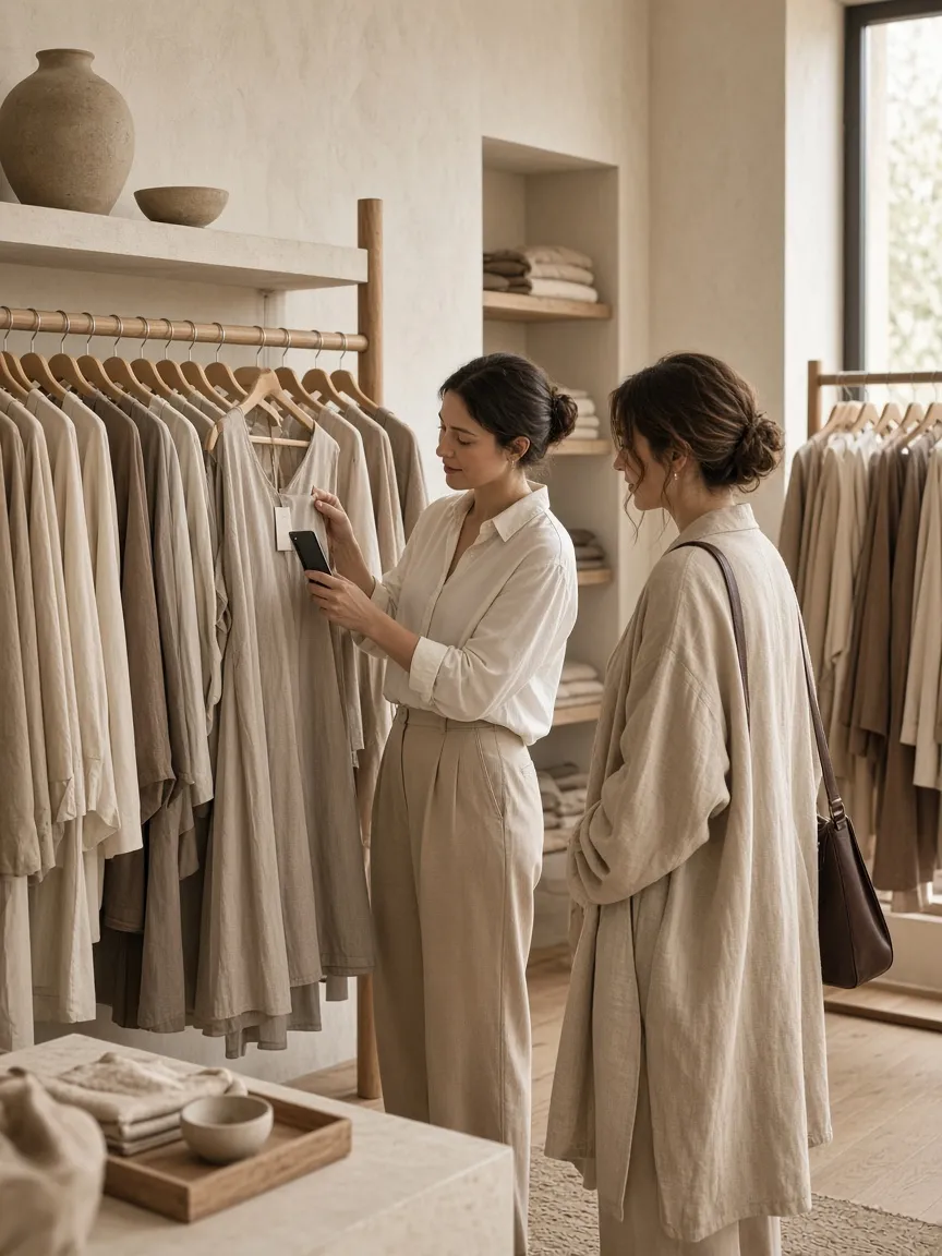 A boutique with the new collection on rails